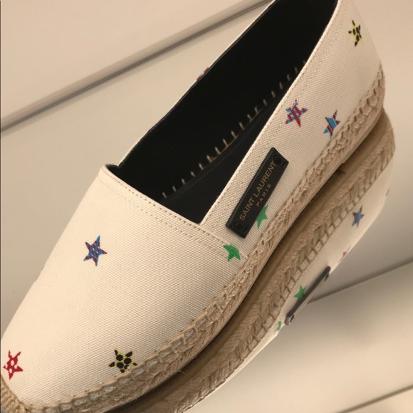 AUTHENTIC YSL ESPADRILLES IN FUN STAR PRINT CANVAS - Picture 2 of 4